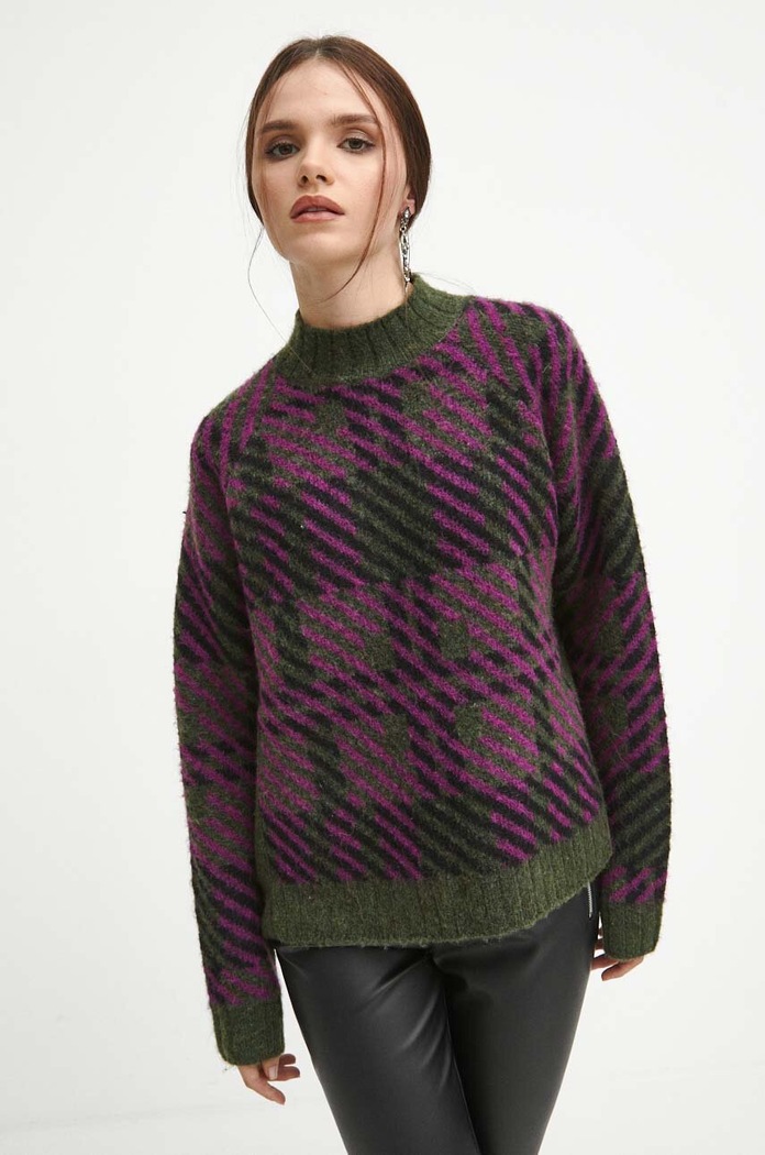Sweter damski wzorzysty kolor czarny czarny RW23.SWD714