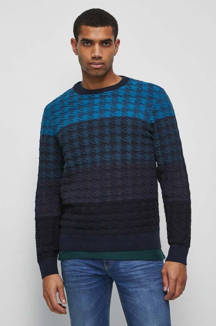 Sweter bawełniany męski z fakturą kolor multicolor RW23.SWM706 multicolor RW23