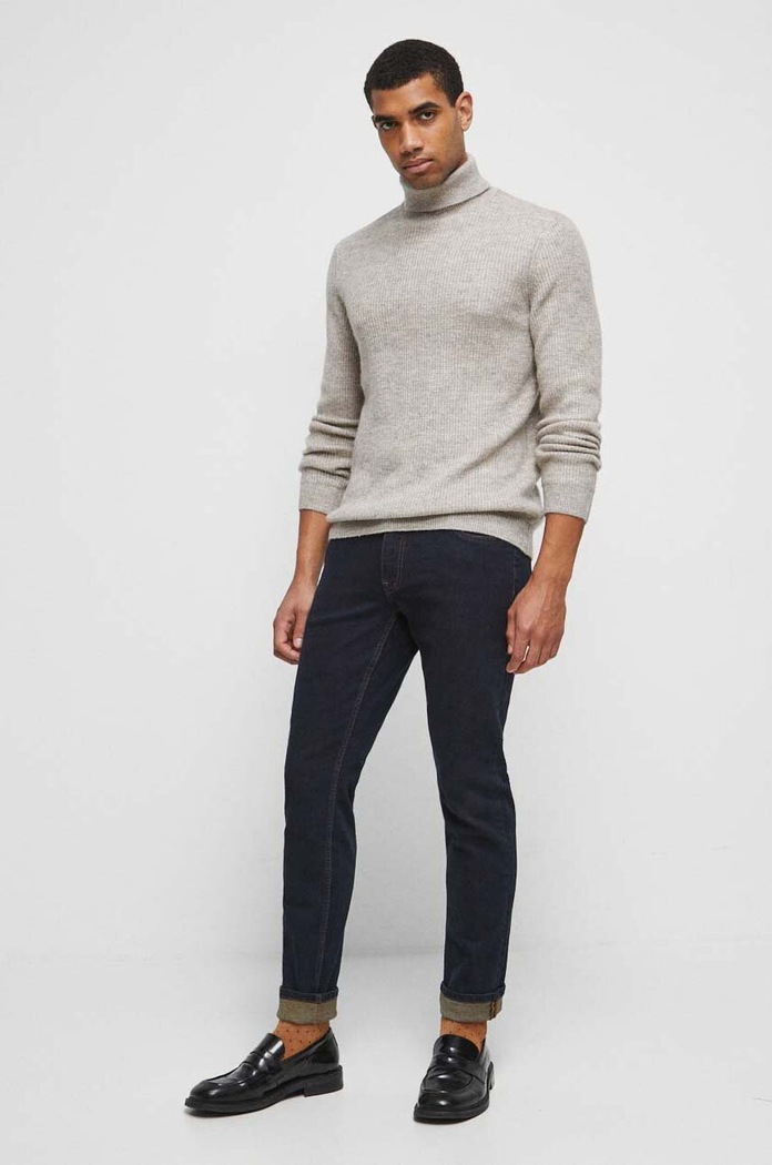 Sweter z domieszką wełny męski kolor beżowy RW23.SWM709 beżowy RW23