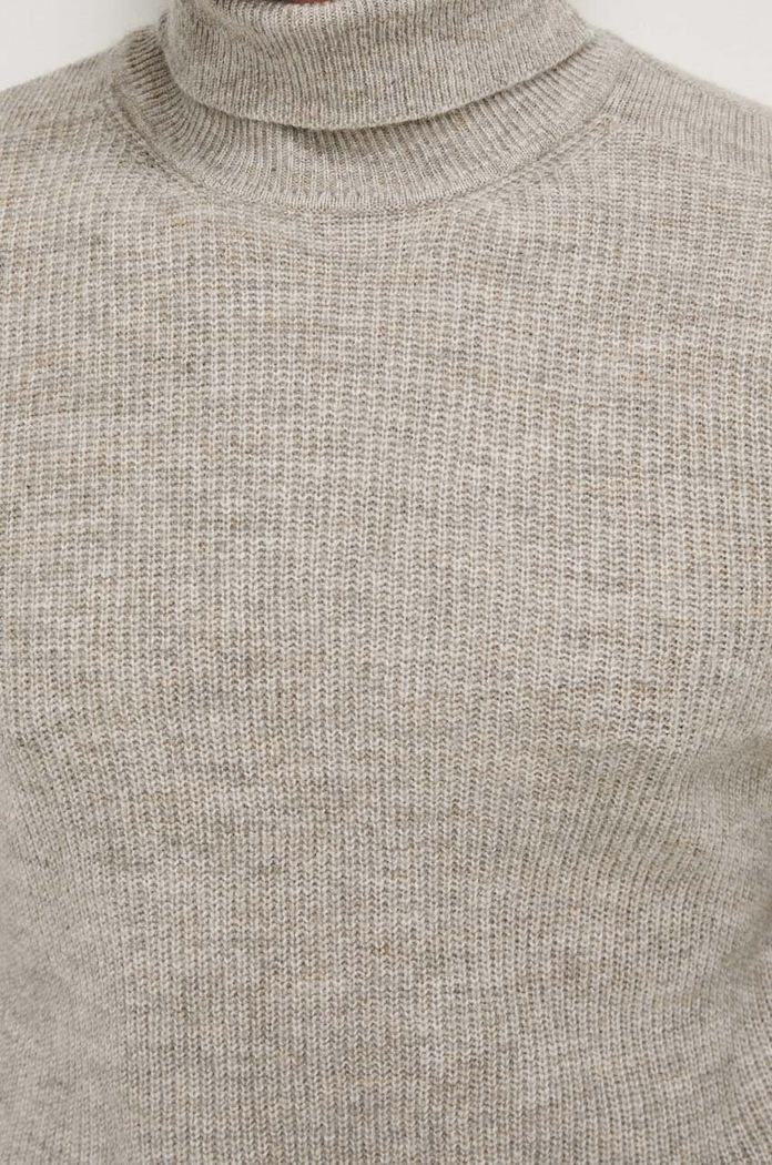 Sweter z domieszką wełny męski kolor beżowy RW23.SWM709 beżowy
