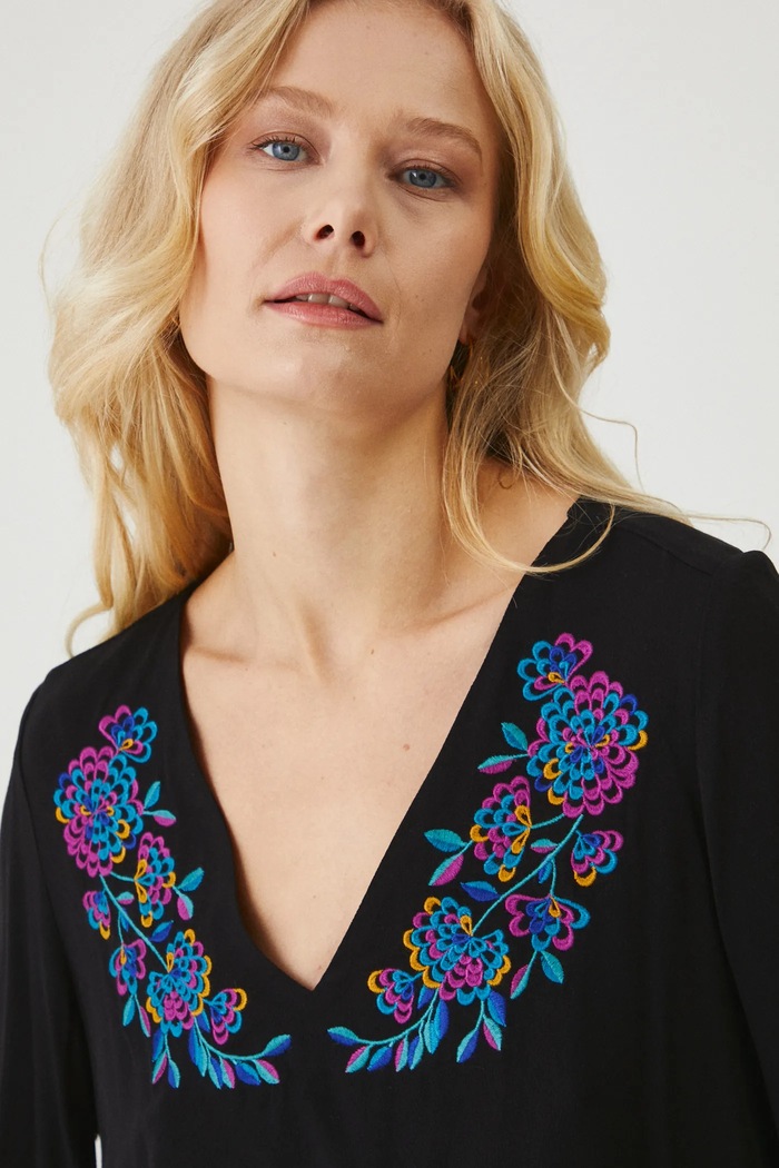 Bluzka damska z kolekcji Karolina Matyjaszkowicz x Medicine kolor czarny czarny RW24-BDDB50