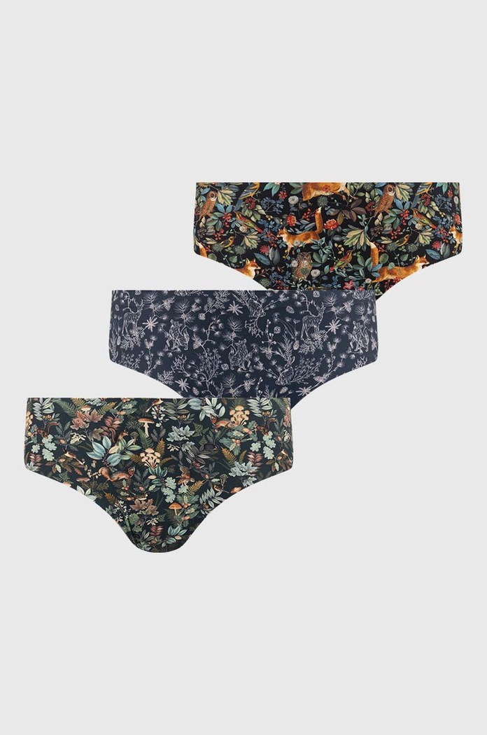 Figi damskie z motywem roślinnym i zwierzęcym (3-pack) kolor multicolor RW24-BID309