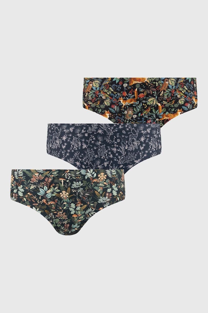 Figi damskie z motywem roślinnym i zwierzęcym (3-pack) kolor multicolor RW24-BID309