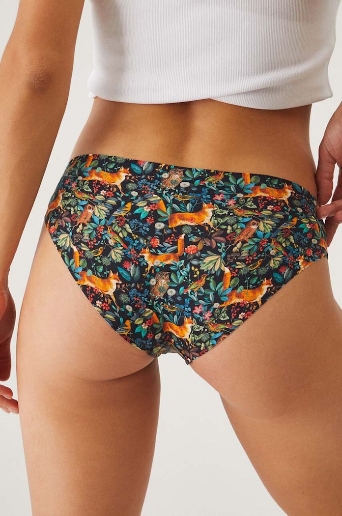 Figi damskie z motywem roślinnym i zwierzęcym (3-pack) kolor multicolor RW24-BID309