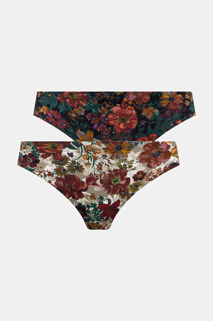 Figi damskie hipsters w kwiaty (2-pack) kolor multicolor dzianina multicolor RW24-BID701