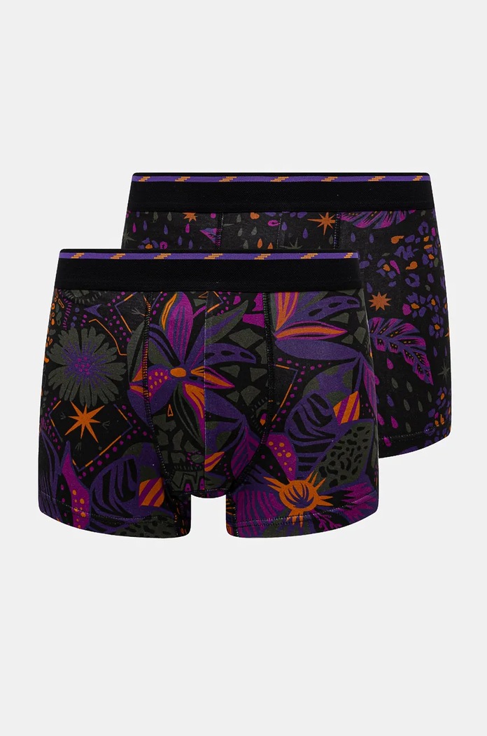 Bokserki bawełniane męskie z domieszką elastanu wzorzyste (2-pack) kolor multicolor dzianina multicolor RW24-BIM704
