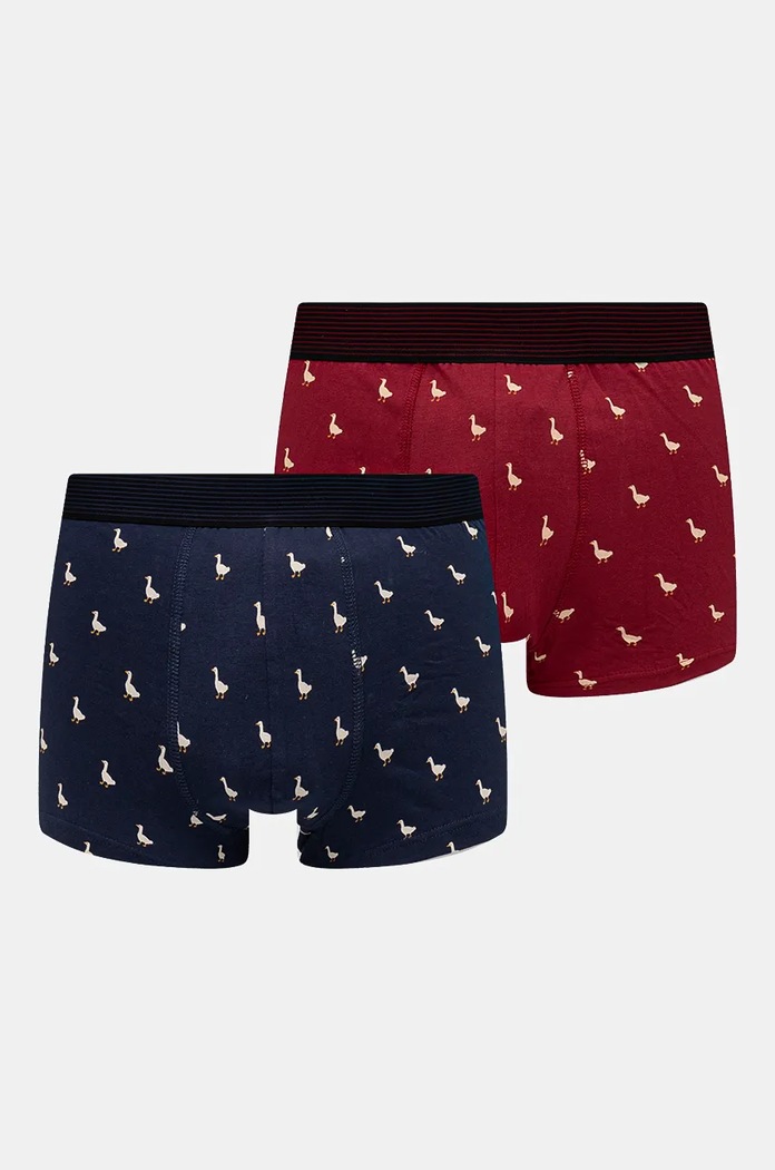 Bavlnené boxerky s prímesou elastanu a s motívom husí (2-pack) viac farieb pletenina viacfarebná RW24-BIM909