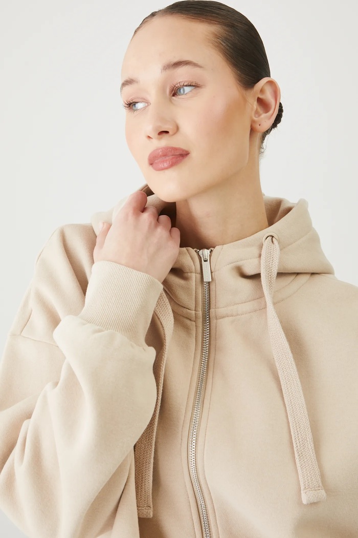 Mikina na zips s kapucňou dámska béžová RW24-BLD020