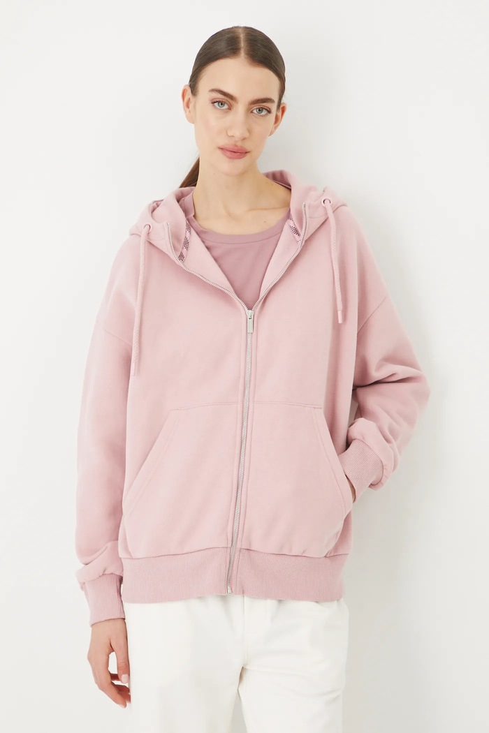 Bluza rozpinana z kapturem damska pozostałe różowy RW24-BLD020