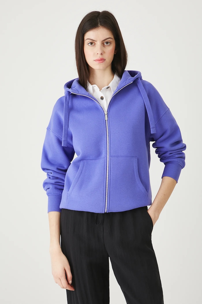 Medicine Hanorac cu fermoar și glugă de femei uni violet RW24-BLD020