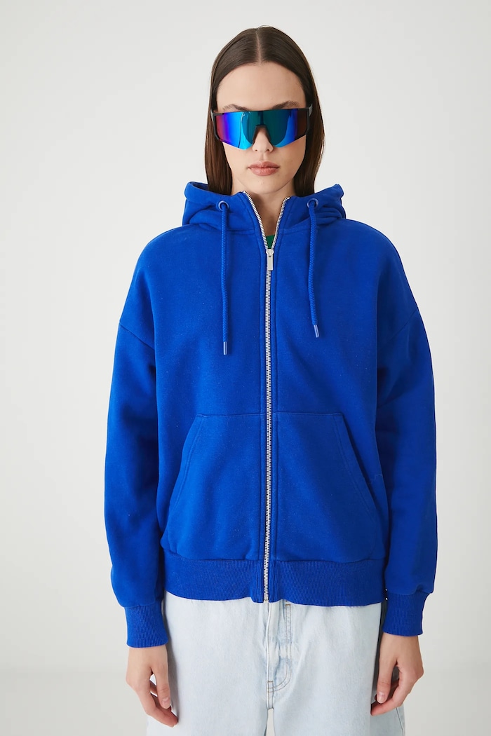 Bluza rozpinana z kapturem damska pozostałe niebieski RW24-BLD020