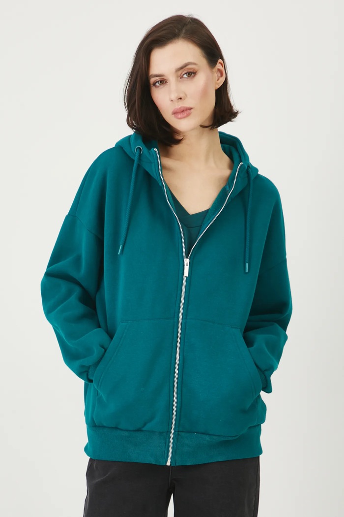 Bluza rozpinana z kapturem damska pozostałe turkusowy RW24-BLD020