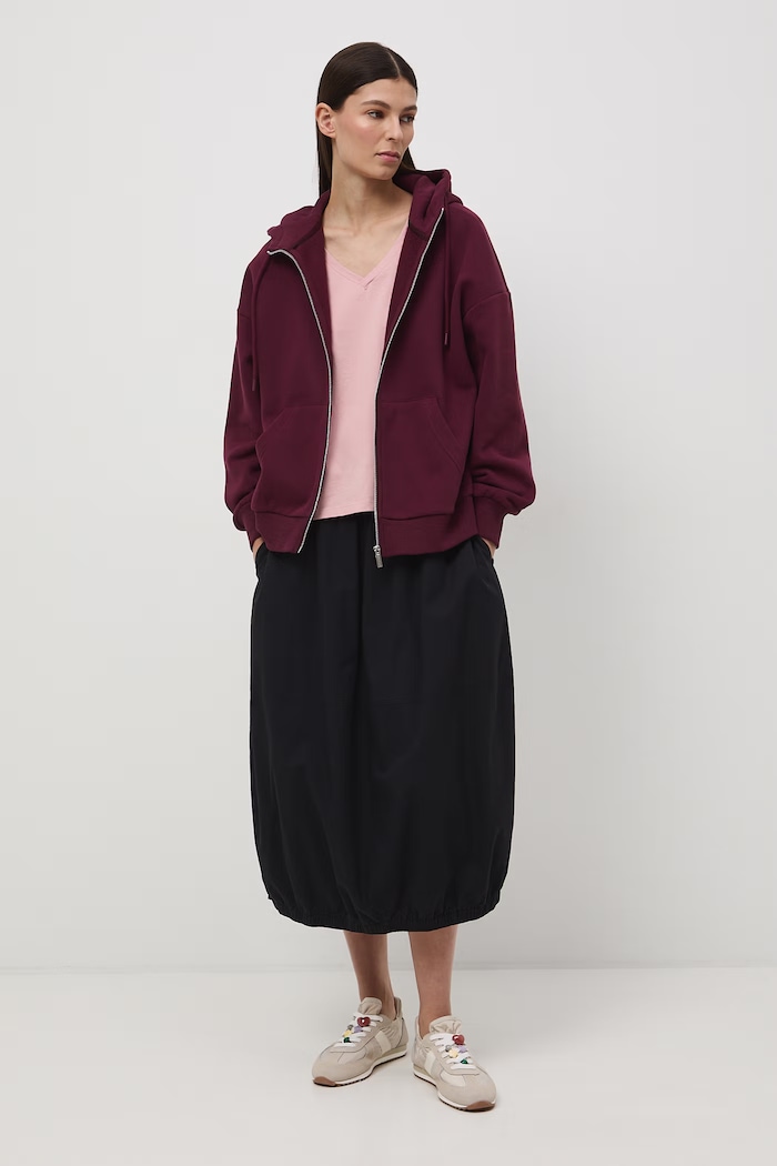 Bluza rozpinana z kapturem damska bordowy RW24-BLD020