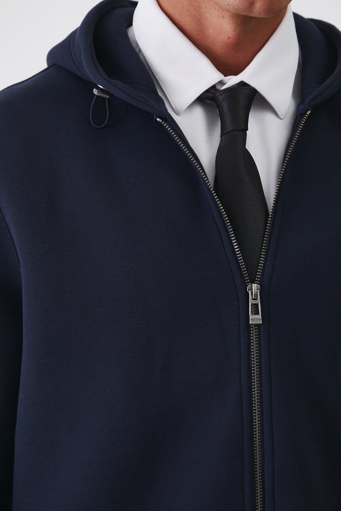 Bluza męska z kapturem gładka kolor granatowy granatowy RW24-BLM601