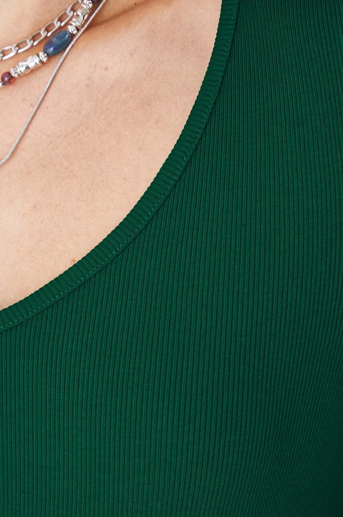 Longsleeve bawełniany damski z domieszką elastanu prążkowany kolor zielony RW24.BUD030 turkusowy