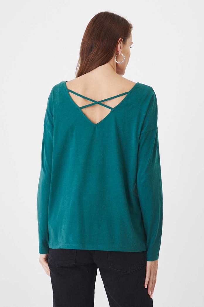 Odzież Longsleeve bawełniany z domieszką elastanu kolor zielony RW24-BUD041 zielony