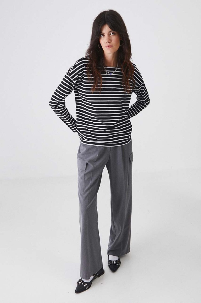 Odzież Longsleeve bawełniany z domieszką elastanu kolor czarny RW24-BUD041 czarny