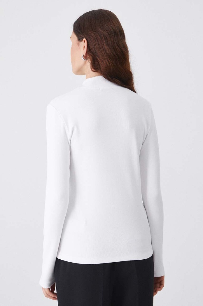 Odzież Longsleeve damski prążkowany kolor beżowy RW24-BUD051 beżowy