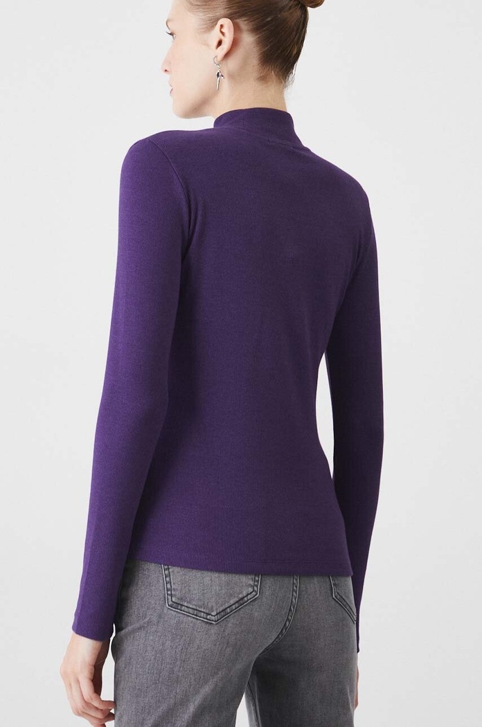 Odzież Longsleeve damski prążkowany kolor fioletowy RW24-BUD051 fioletowy