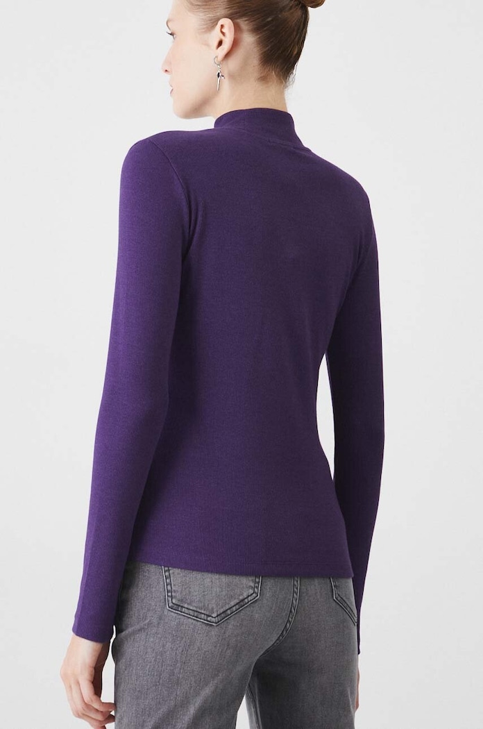 Odzież Longsleeve damski prążkowany kolor fioletowy RW24-BUD051 fioletowy