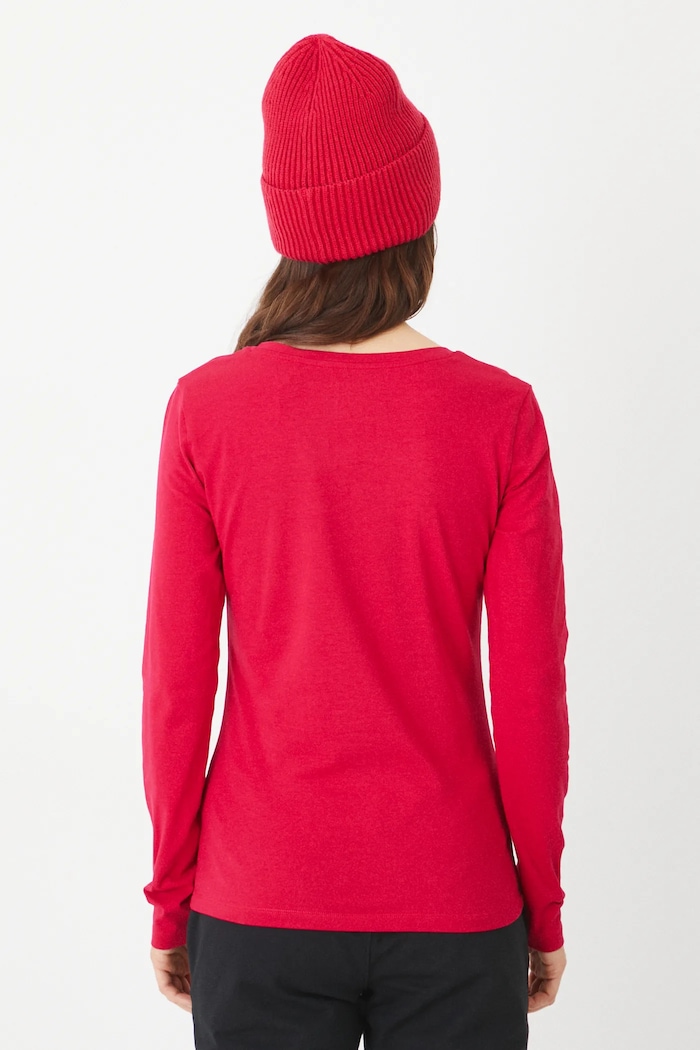 Odzież Longsleeve bawełniany damski z domieszką elastanu kolor czerwony RW24-BUD060 czerwony