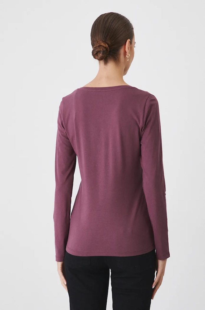Odzież Longsleeve bawełniany damski z domieszką elastanu kolor fioletowy RW24-BUD060 fioletowy