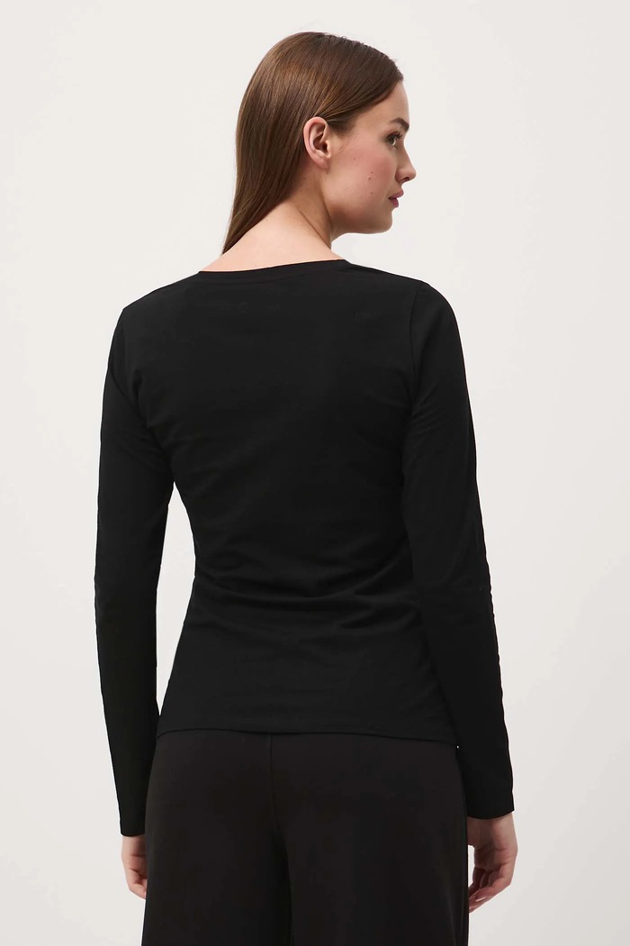 Odzież Longsleeve bawełniany damski z domieszką elastanu kolor czarny RW24-BUD060 czarny