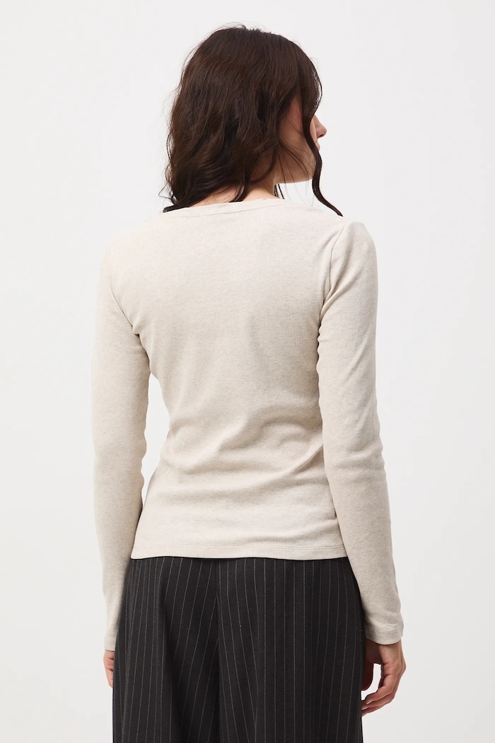 Odzież Longsleeve damski prążkowany RW24-BUD061 beżowy