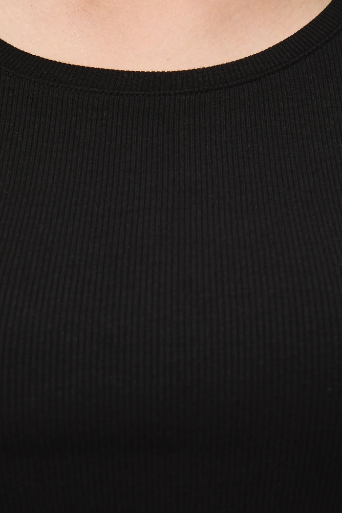 Longsleeve damski prążkowany kolor czarny RW24-BUD061 czarny