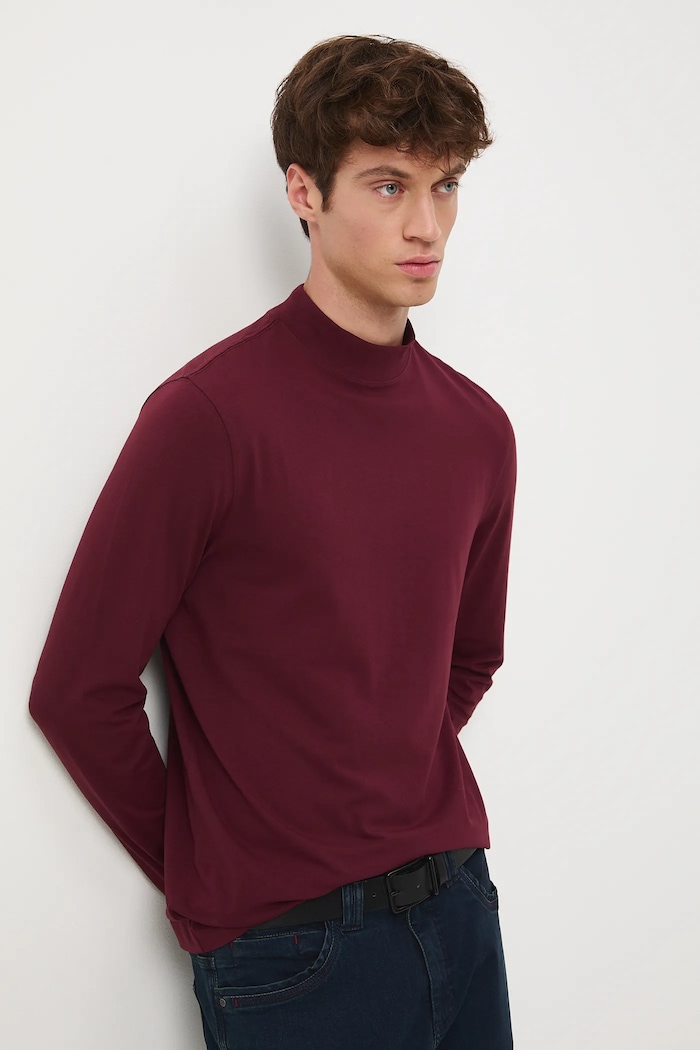 Tričko s dlouhým rukávem Medicine slim burgundské RW24-BUM060
