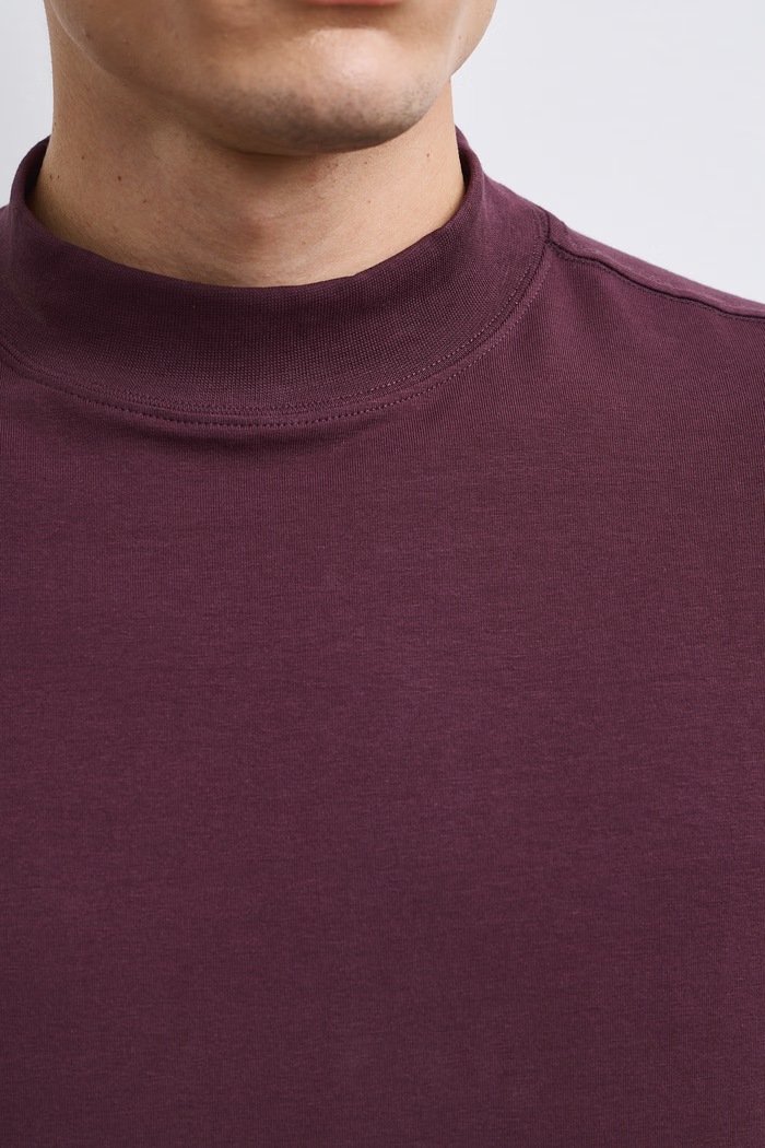 Longsleeve bawełniany męski z domieszką elastanu gładki kolor bordowy RW24-BUM060 bordowy