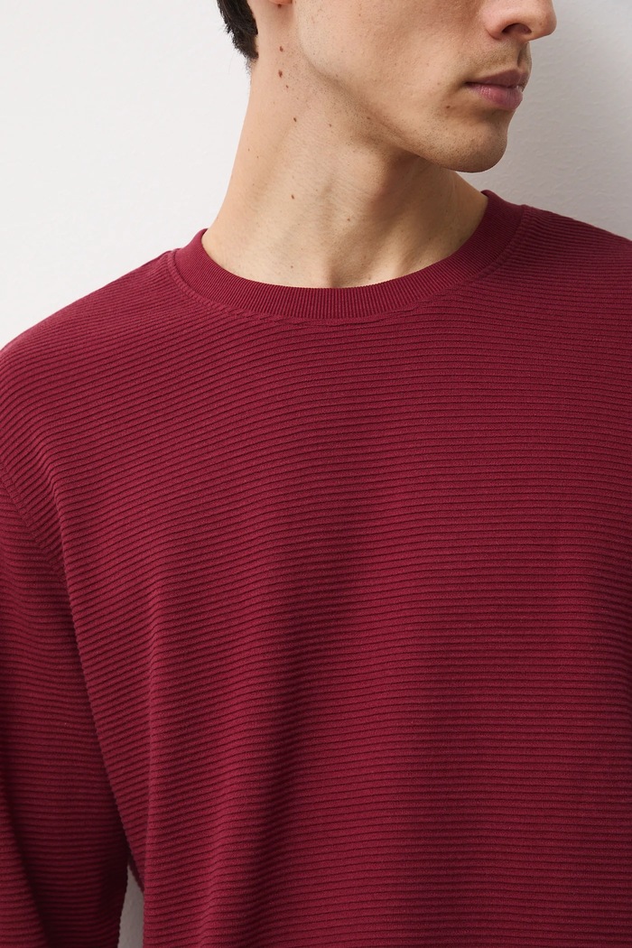 Longsleeve męski prążkowany kolor bordowy RW24-BUM061 bordowy