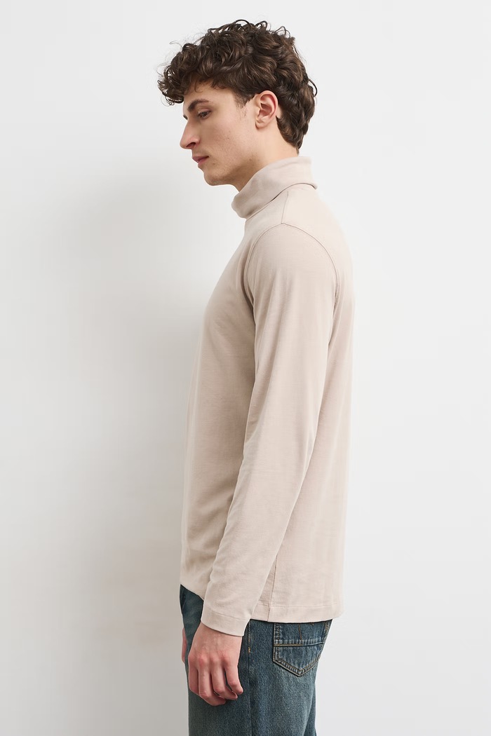 Odzież Longsleeve męski bawełniany z elastanem gładki RW24-BUM080 beżowy