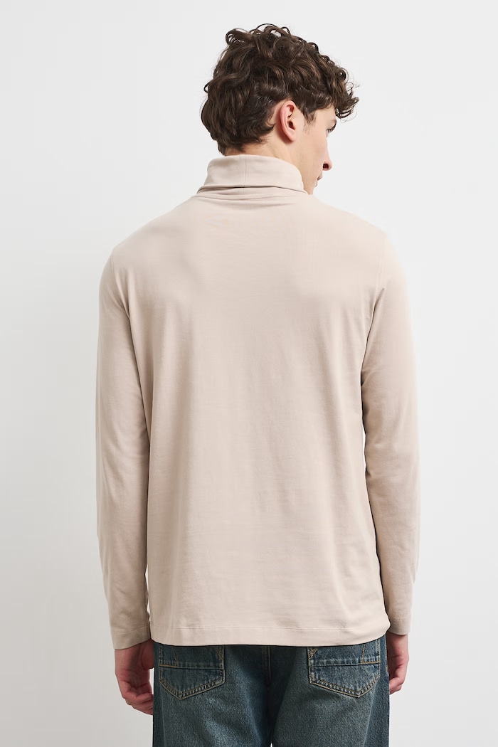 Longsleeve męski bawełniany z elastanem gładki RW24-BUM080 beżowy