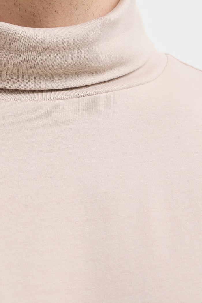Longsleeve męski bawełniany z elastanem gładki beżowy RW24-BUM080