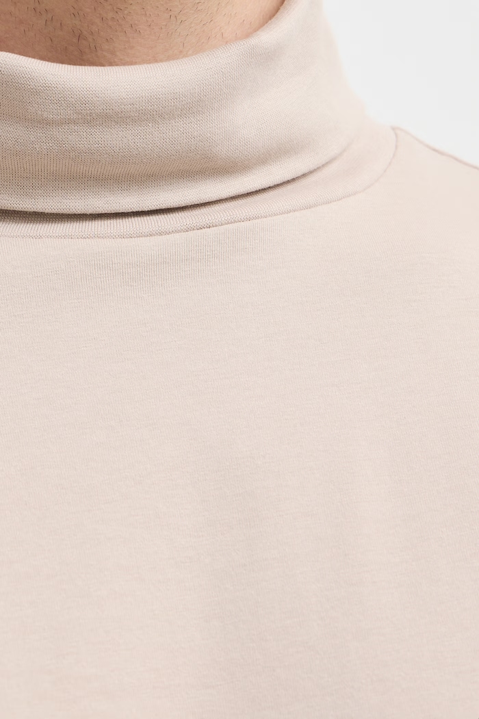 Longsleeve męski bawełniany z elastanem gładki beżowy RW24-BUM080