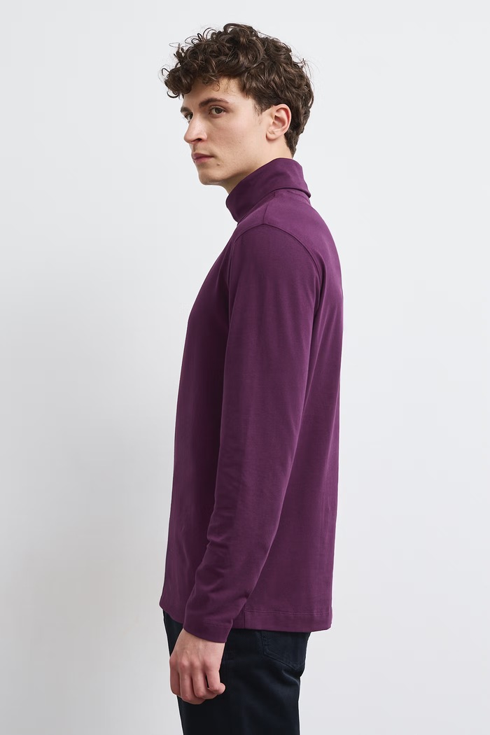 Longsleeve męski bawełniany z elastanem gładki RW24-BUM080 fioletowy RW24