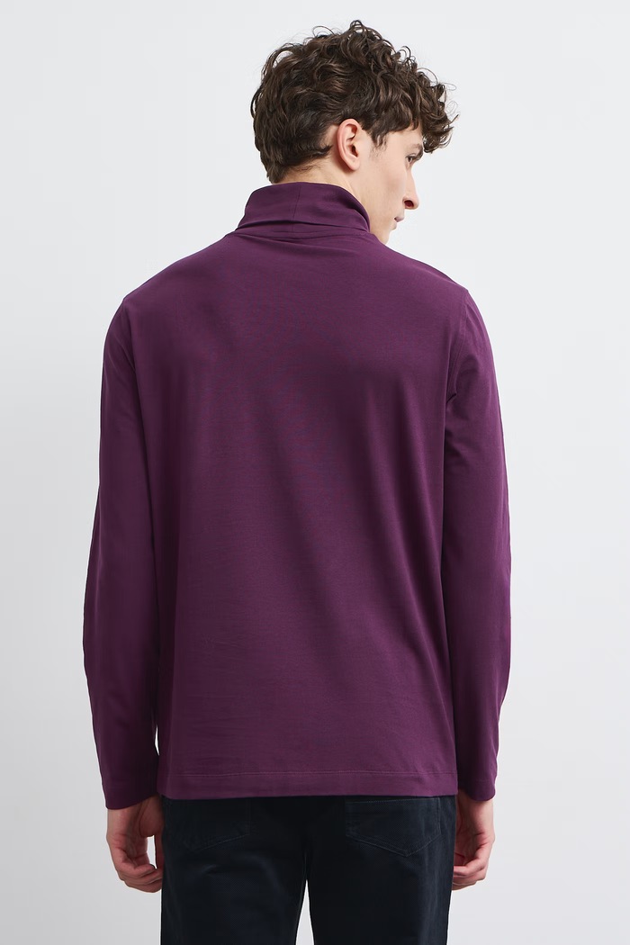 Odzież Longsleeve męski bawełniany z elastanem gładki RW24-BUM080 fioletowy