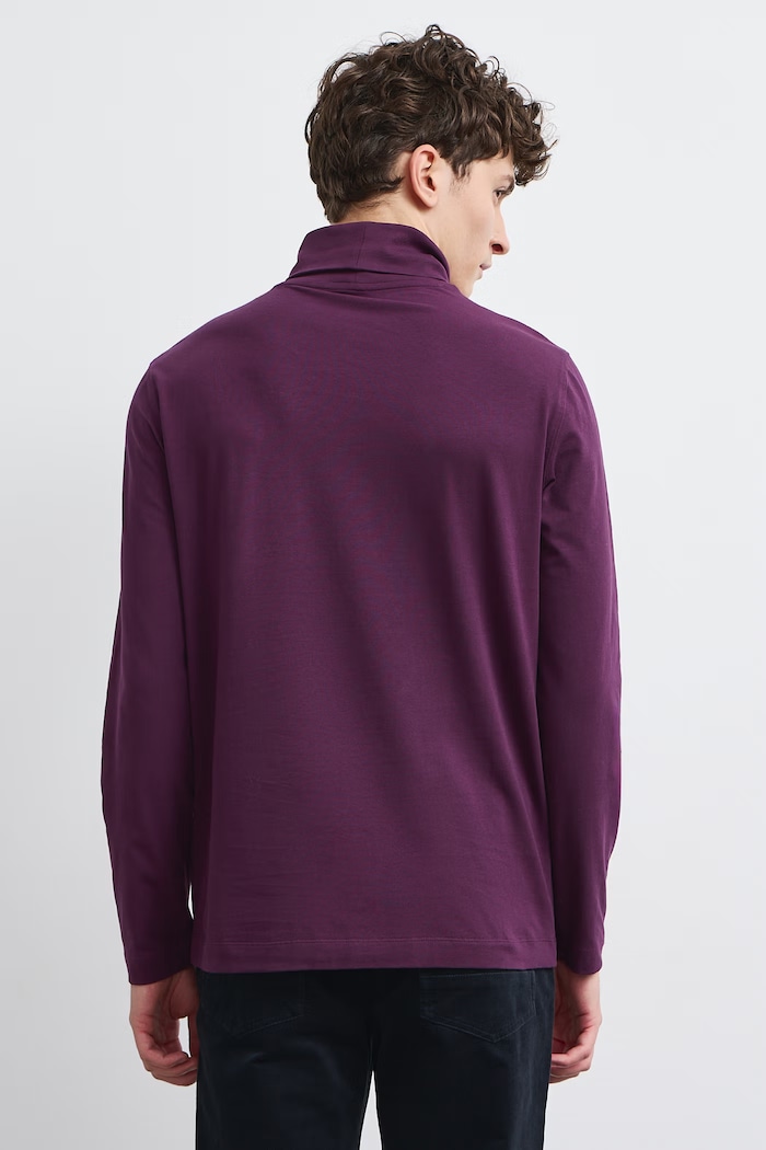 Odzież Longsleeve męski bawełniany z elastanem gładki RW24-BUM080 fioletowy
