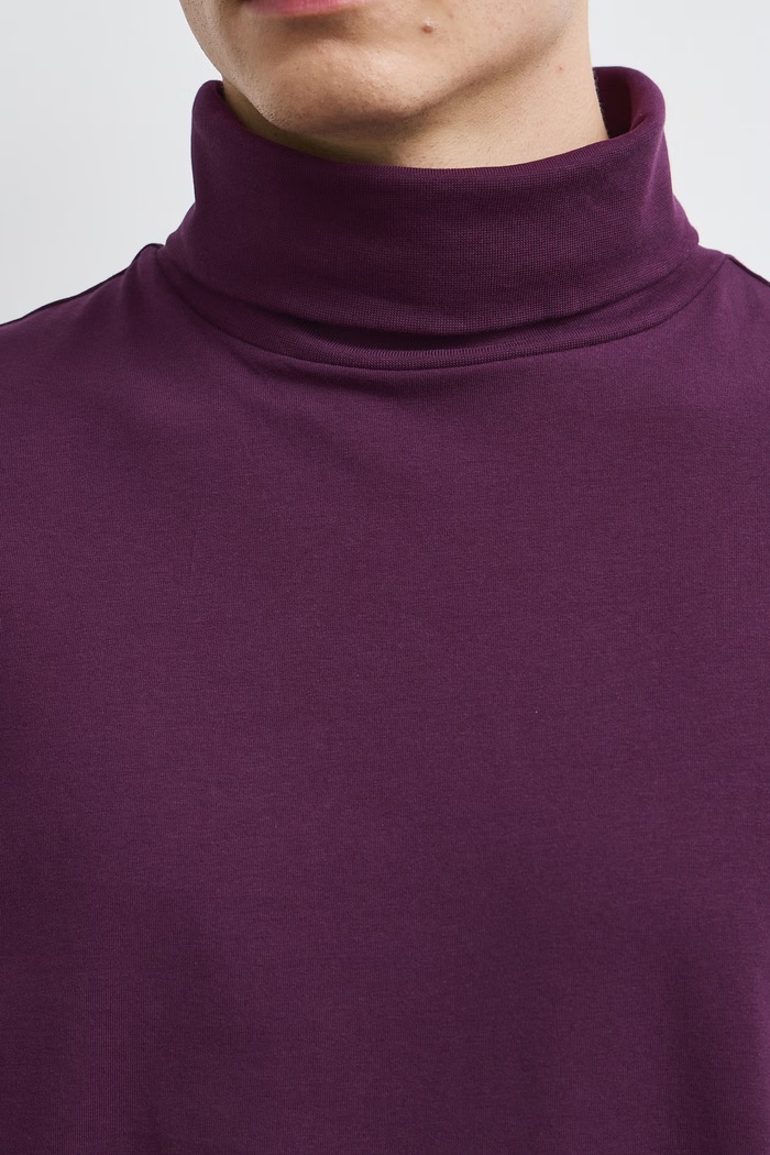 Longsleeve męski bawełniany z elastanem gładki RW24-BUM080 fioletowy