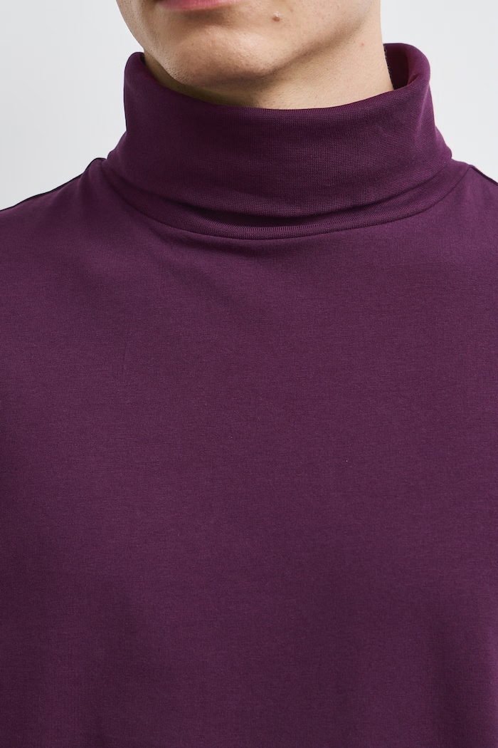 Longsleeve męski bawełniany z elastanem gładki RW24-BUM080 fioletowy