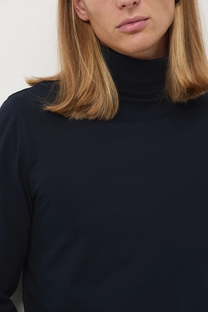 Longsleeve bawełniany męski z domieszką elastanu gładki kolor granatowy RW24-BUM080 granatowy