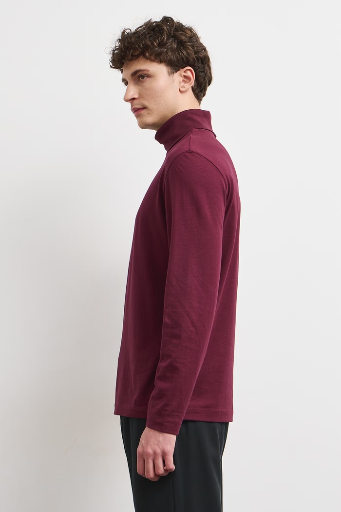 Odzież Longsleeve męski bawełniany z elastanem gładki RW24-BUM080 bordowy