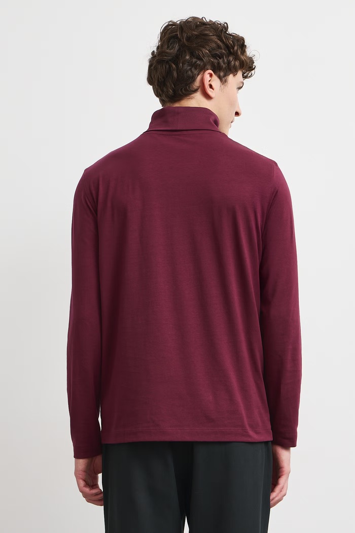 Longsleeve męski bawełniany z elastanem gładki RW24-BUM080 bordowy