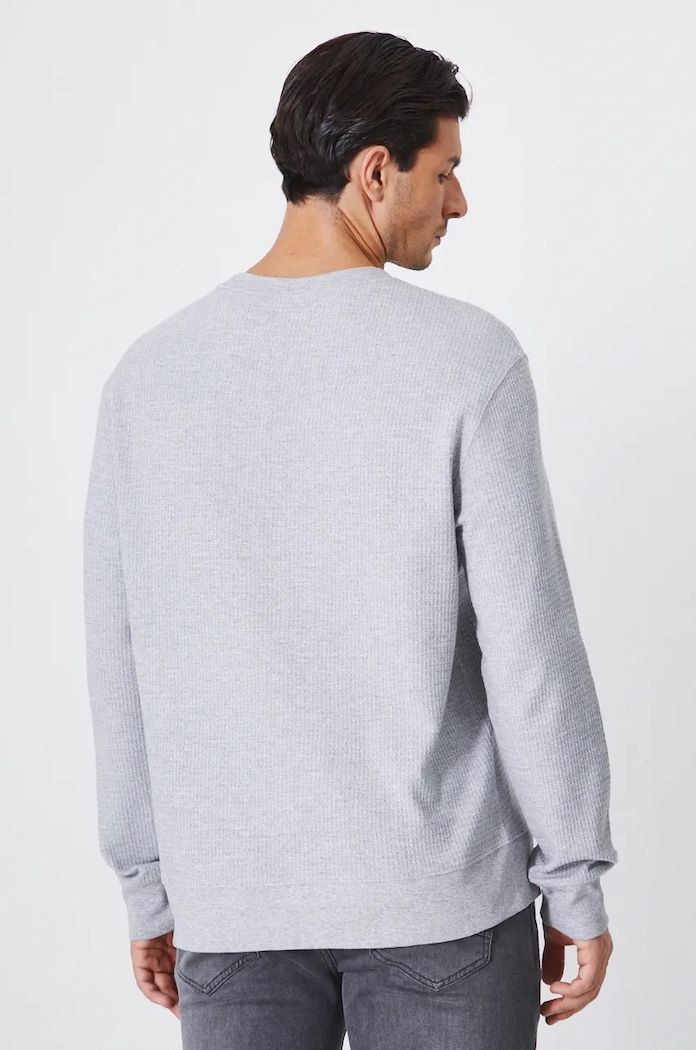 Odzież Longsleeve męski z fakturą kolor szary RW24-BUM091 szary