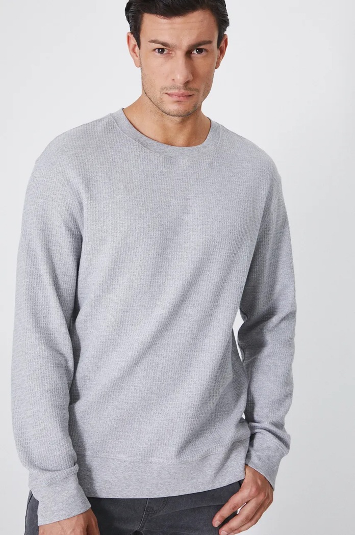 Longsleeve męski z fakturą kolor szary RW24-BUM091 szary