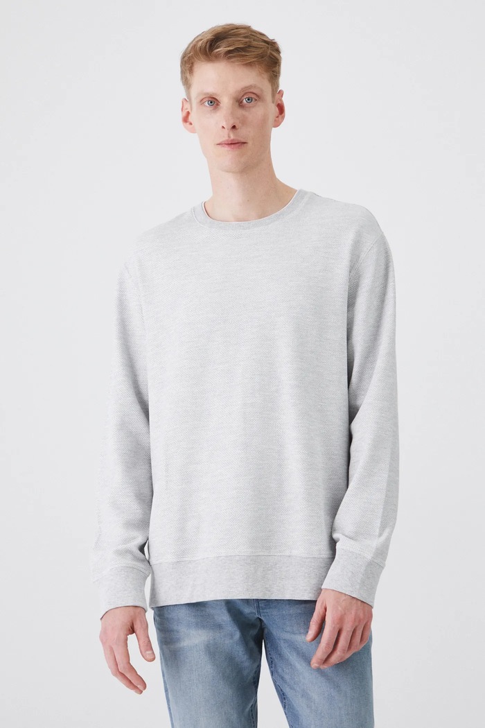 Longsleeve męski z fakturą kolor szary melanż szary RW24-BUM700
