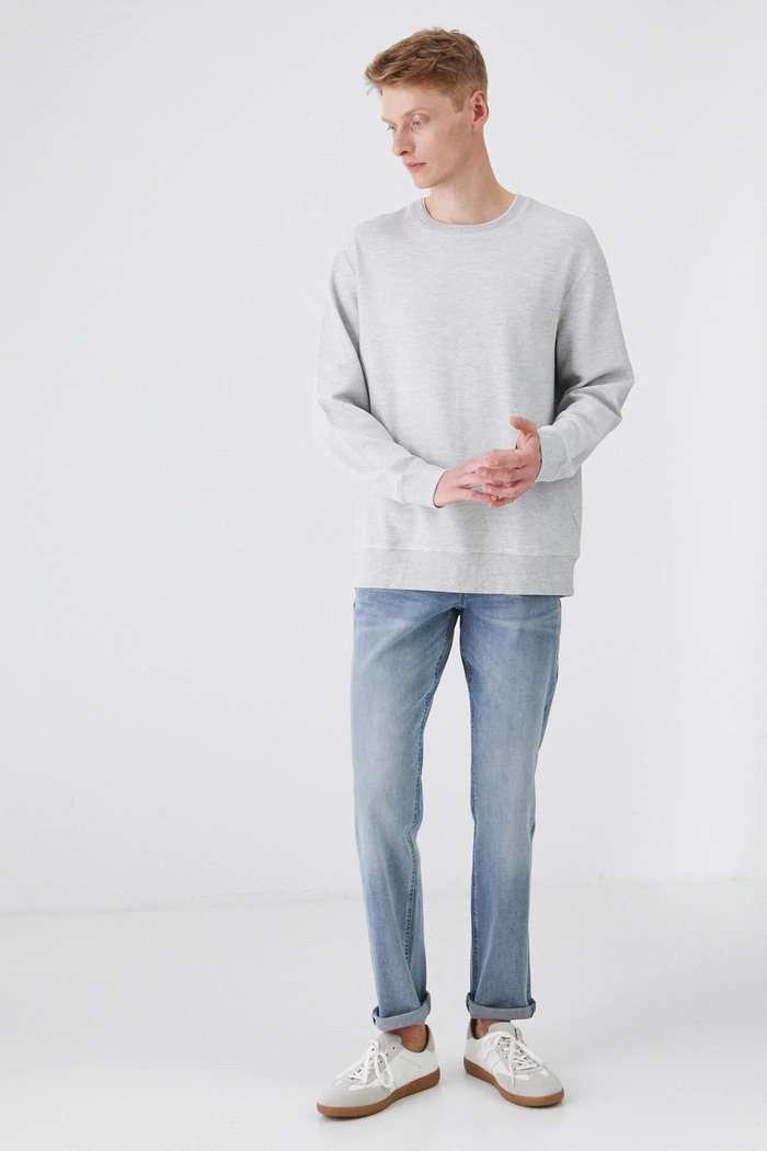 Longsleeve męski z fakturą kolor szary RW24-BUM700 szary RW24