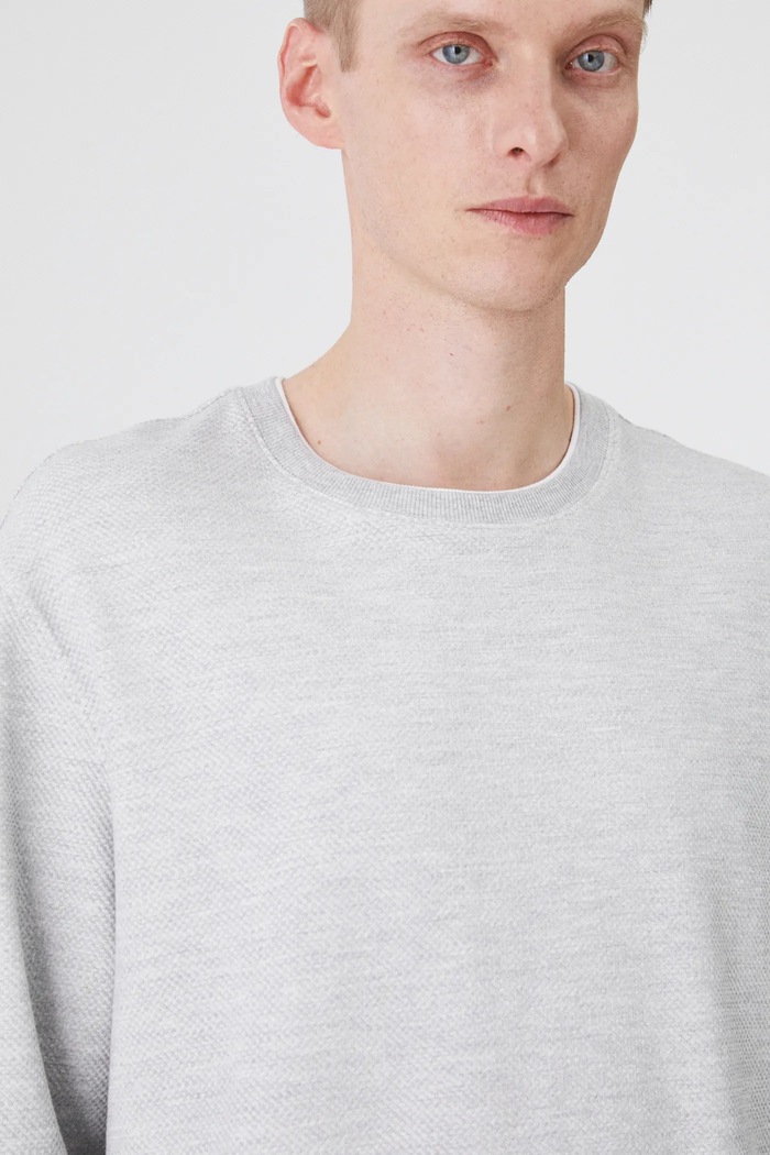 Longsleeve męski z fakturą kolor szary szary RW24-BUM700