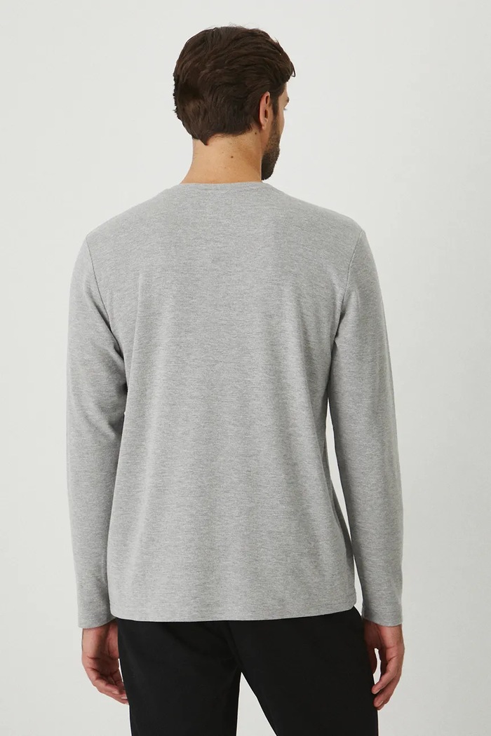 Odzież Longsleeve męski z fakturą kolor szary RW24-BUMA03 szary